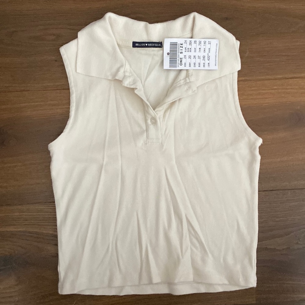 Brandy Melville cream collared tank ONE SIZE